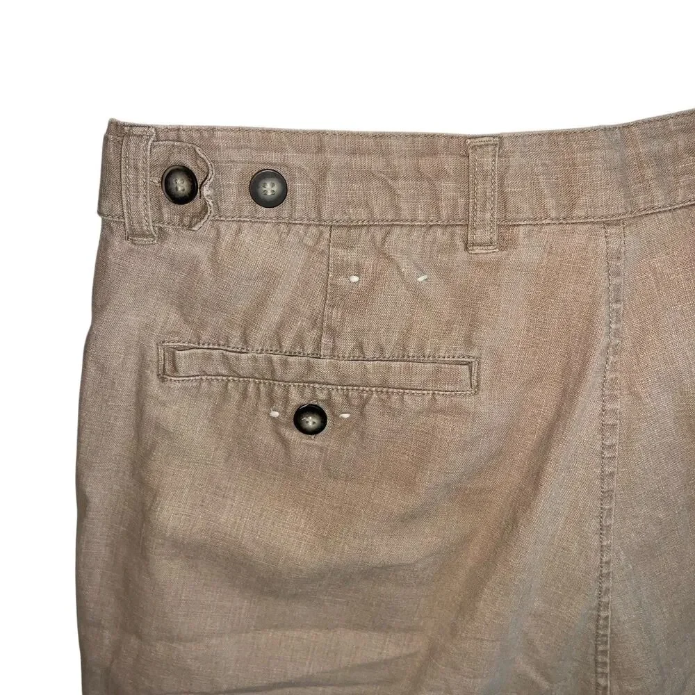 Stanley Blacker Shorts Men's 36 Khaki Tan Linen Blend Adjustable Waist